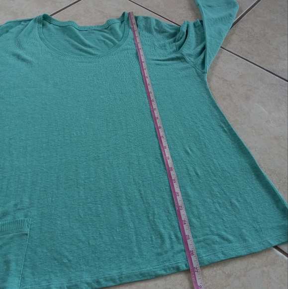 Eileen Fisher 100% Organic Linen Scoop Neck Pocket Sweater In Seafoam L - Picture 11 of 13